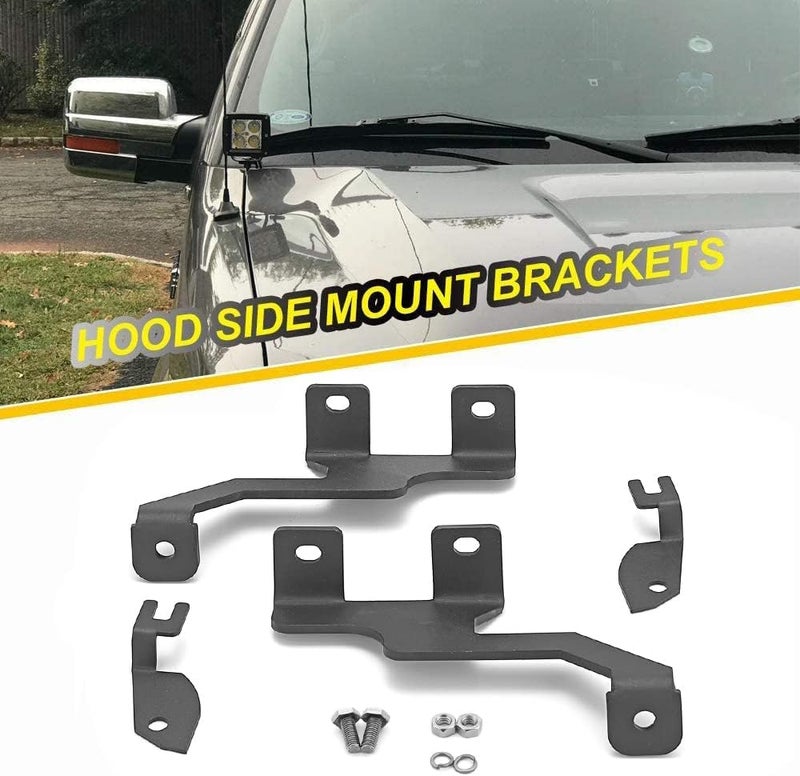 Dasen Upper Hood Left and Right Side Pillar Work Light Pod Mount Brackets Kit Compatible with Ford F-150 2004-2014, Fit SVT Raptor 2010-2014 - Image 2